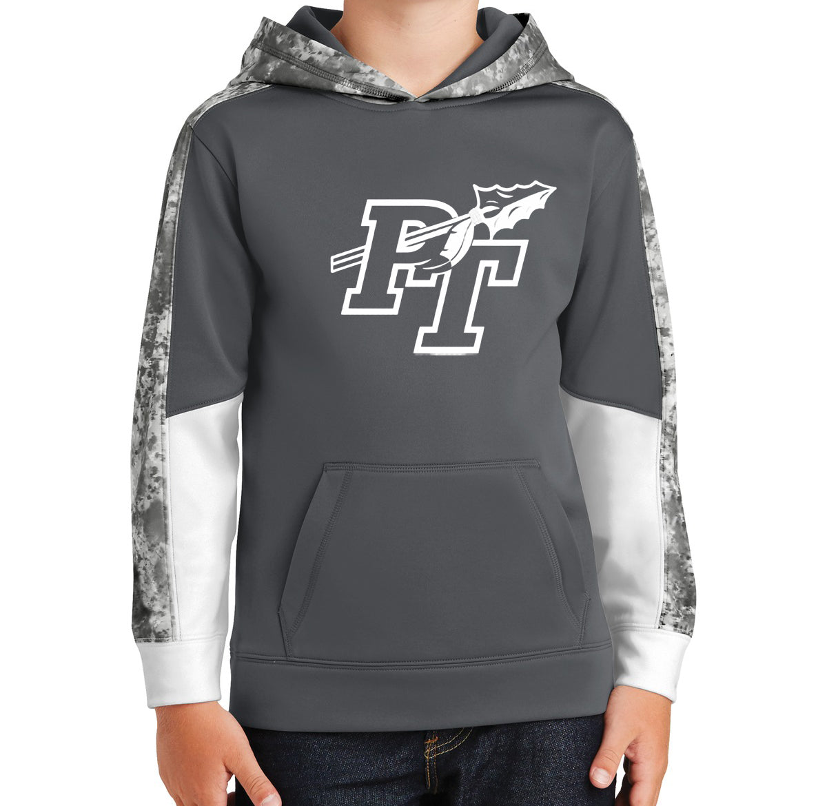 PT Smoke Gray Camo - Youth Sport-Tek Hoodie