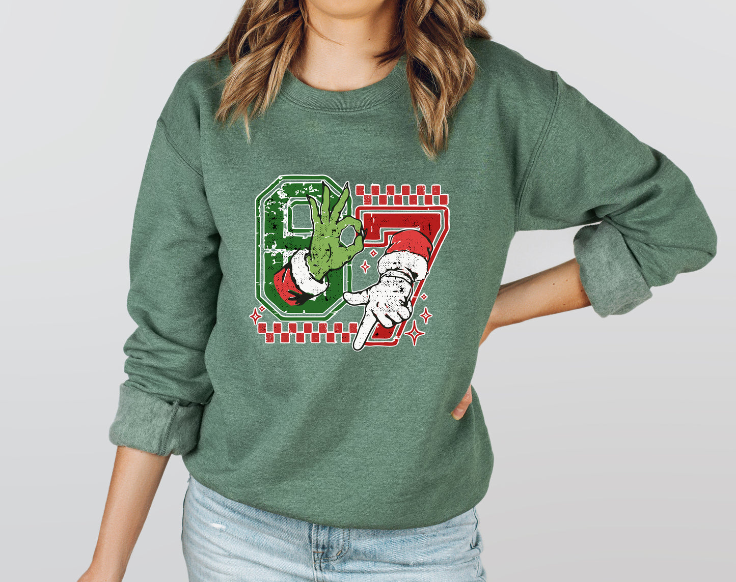 Christmas 6 7 - Adult Crew Sweatshirt