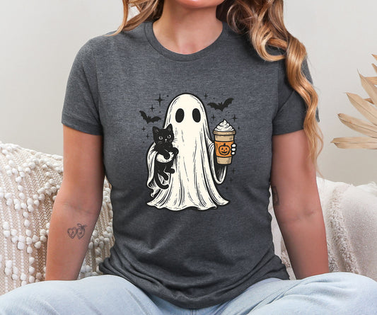 Ghost with Black Cat - Women's T-Shirt