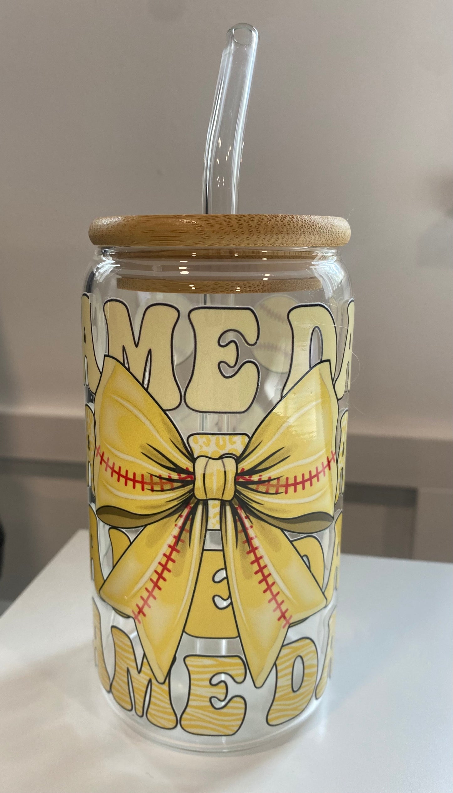 Softball Game Day 16oz Libbey Glass Cup