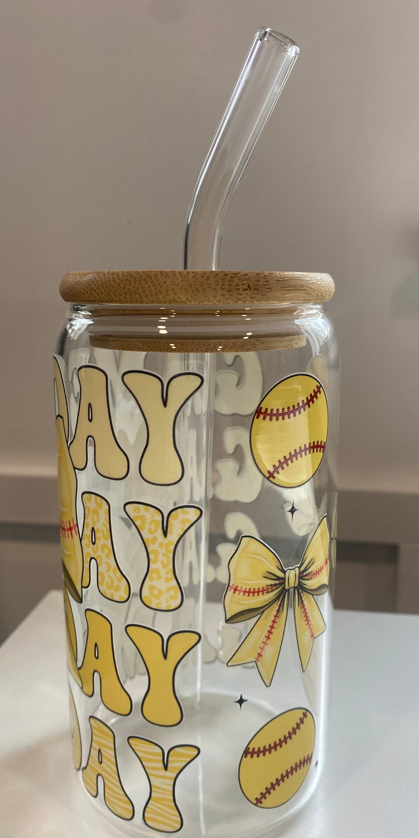 Softball Game Day 16oz Libbey Glass Cup