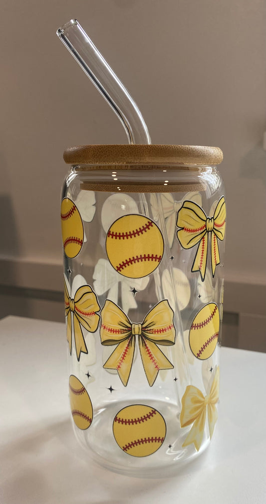 Softballs & Softball Bows 16oz Libbey Glass Cup