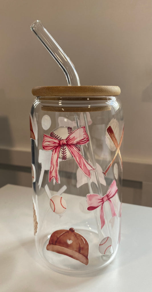 Coquette Baseball 16oz Libbey Glass Cup