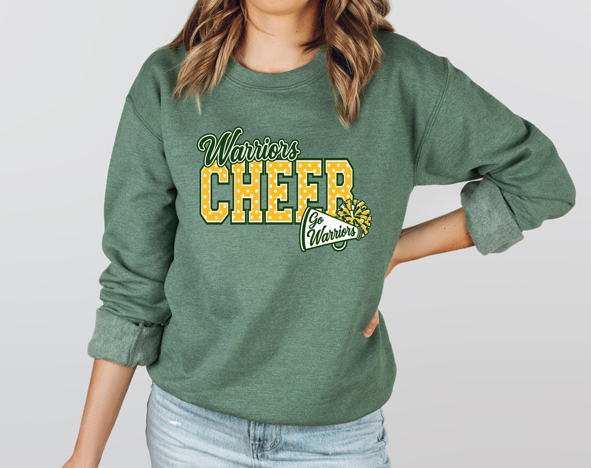 Warriors Cheer Polka Dots - Adult Crew Sweatshirt