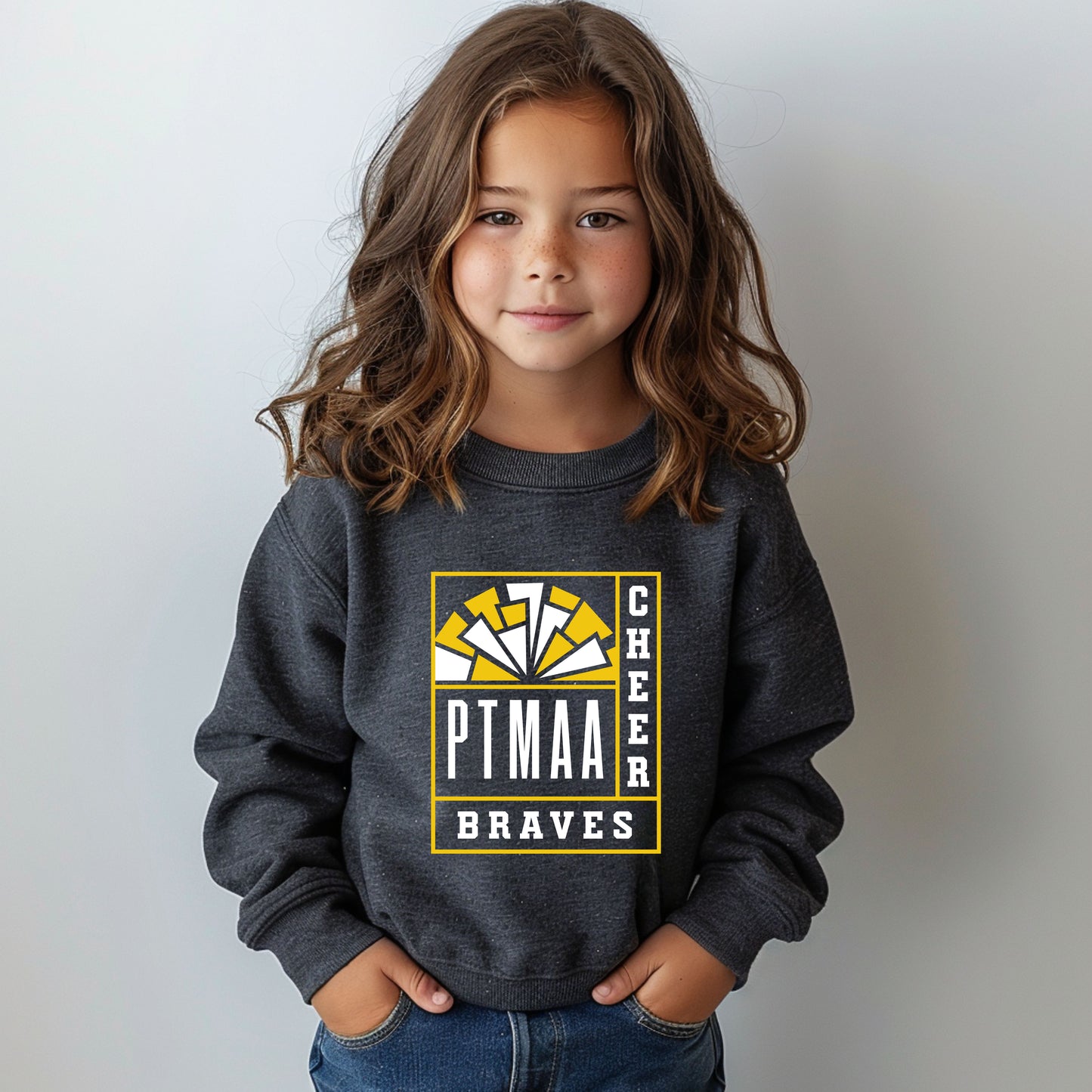 PTMAA Braves Cheerleading - Youth Crew Sweatshirt