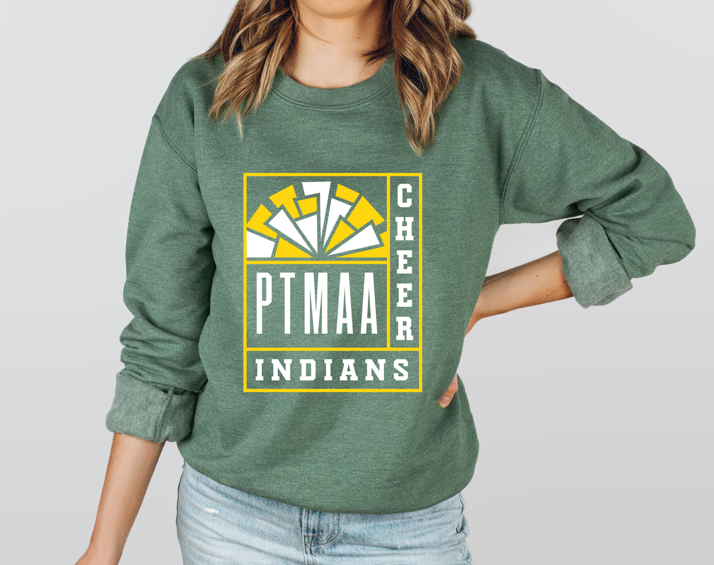 PTMAA Indians Cheer - Adult Crew Sweatshirt