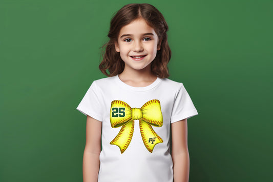 PT Softball Bow Custom # - Youth T-Shirt