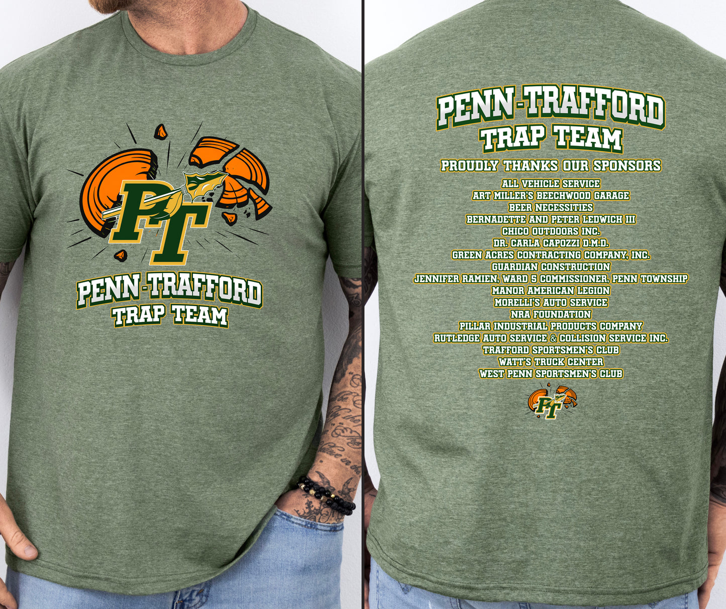 PT Trap Team with Sponsors - Adult & Youth T-Shirt