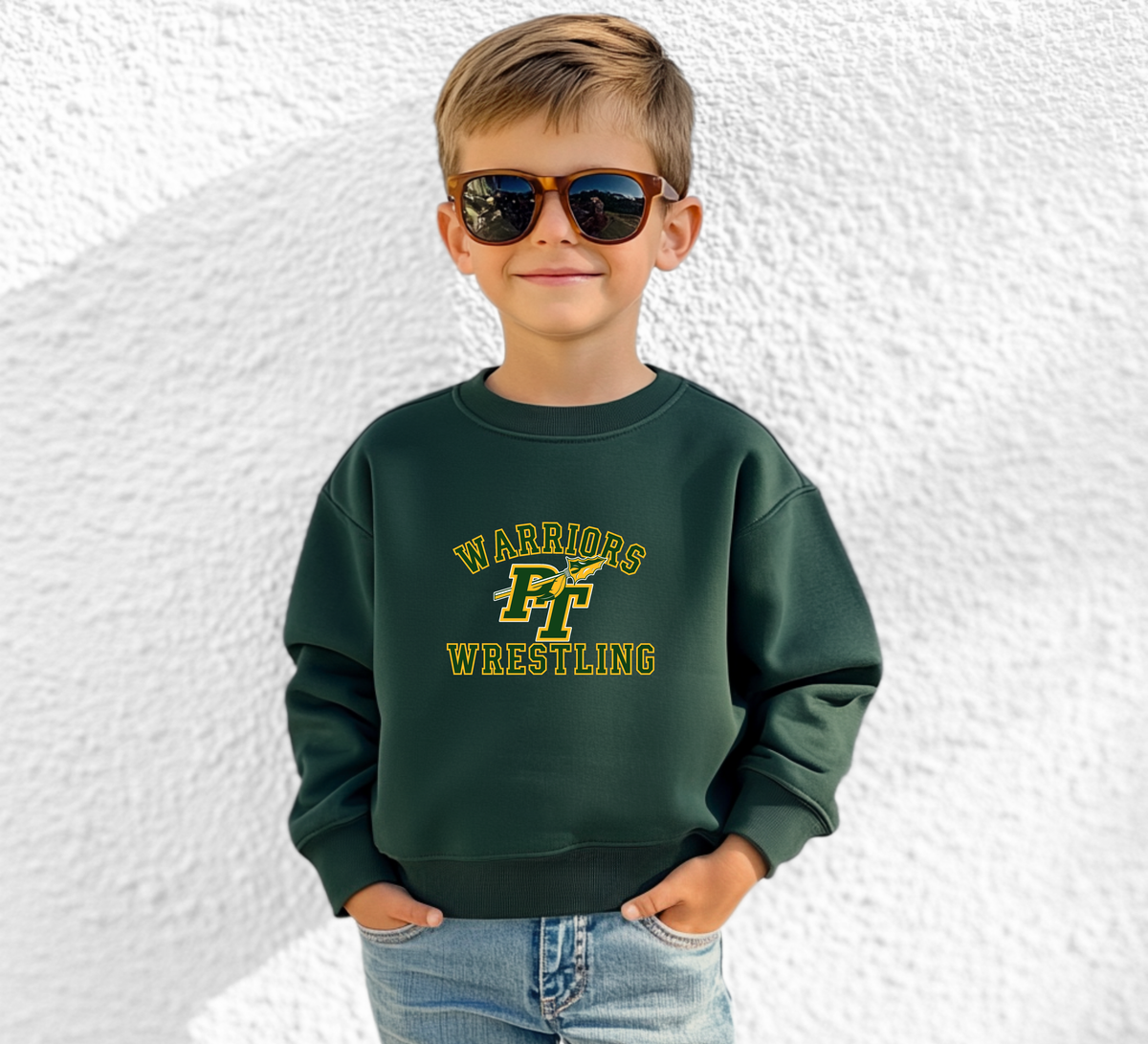 PT Warriors Wrestling 3 - Youth Crew Sweatshirt