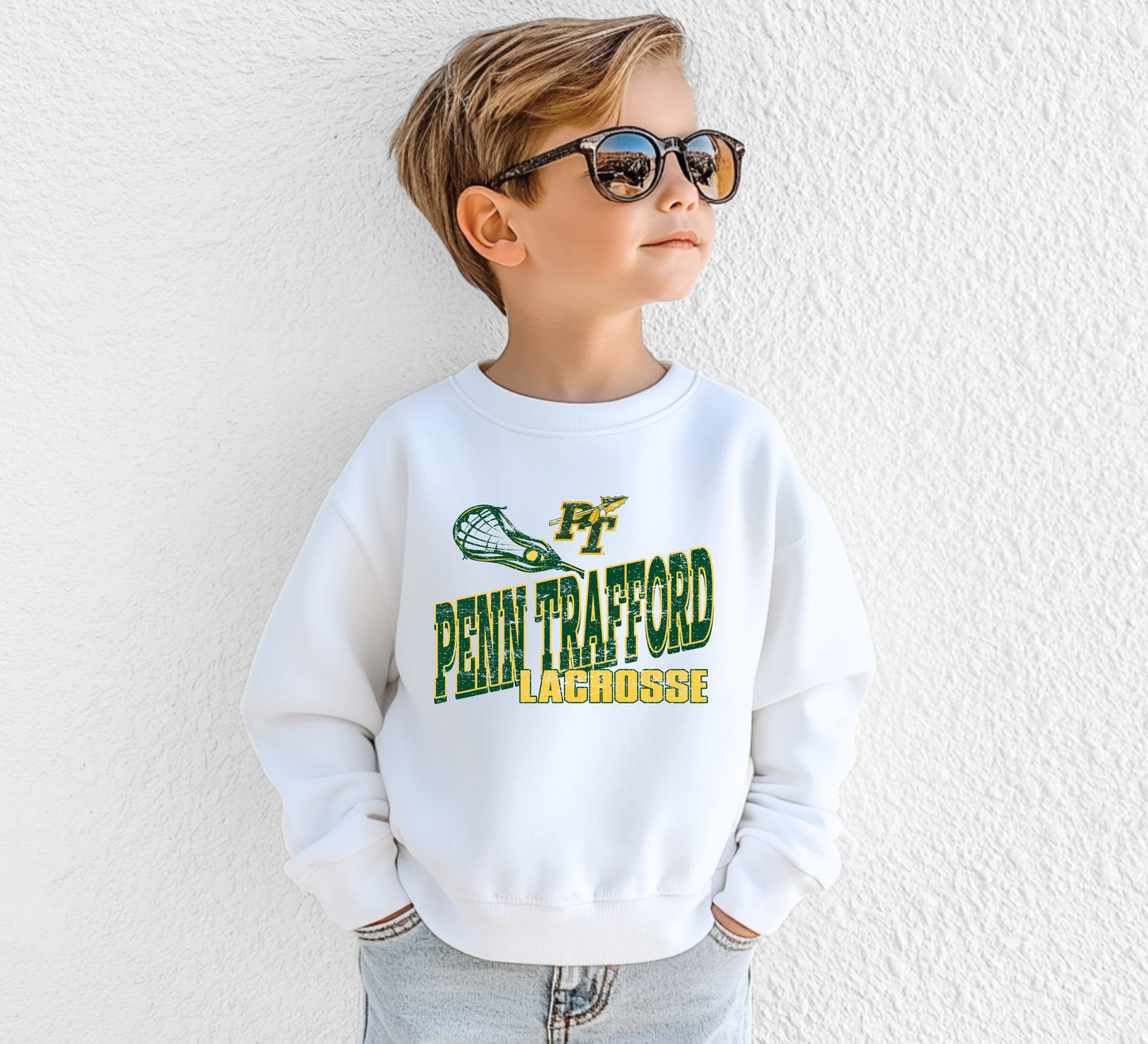 PT Lacrosse Distressed - Youth Crew Sweatshirt