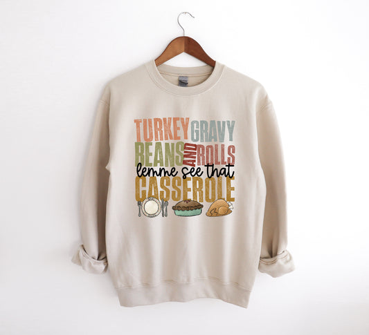 Turkey Gravy Beans & Rolls - Adult Crew Sweatshirt