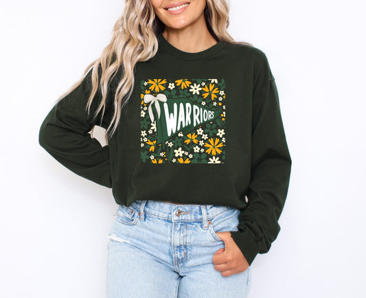 Warriors Floral Flag - Adult Crew Sweatshirt