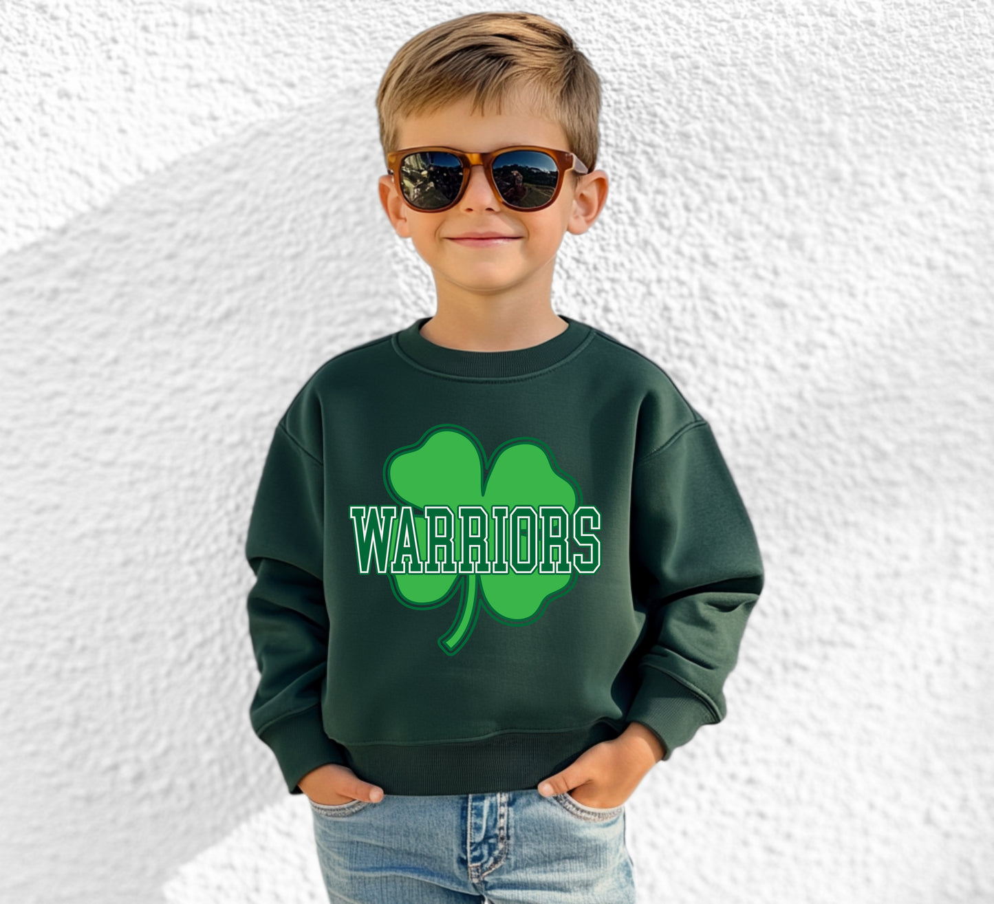 Warriors Shamrock - Youth Crew Sweatshirt