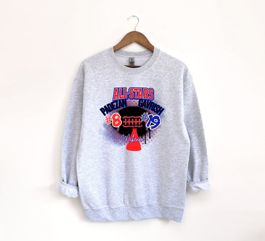 Custom All-Star Cheer/Football - Adult Crew Sweatshirt