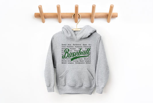 Baseball Words - Youth Hoodie