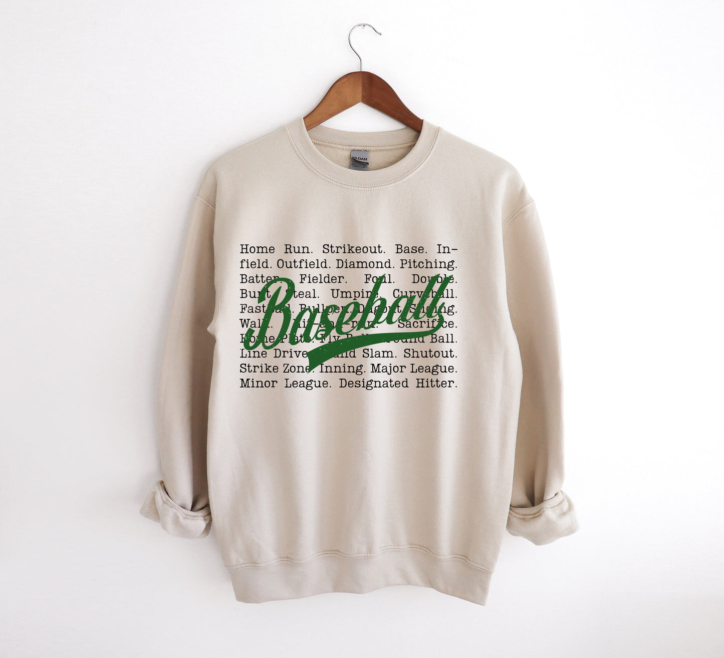 Baseball Words - Adult Crew Sweatshirt
