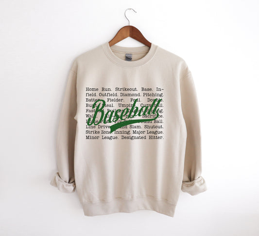 Baseball Words - Adult Crew Sweatshirt
