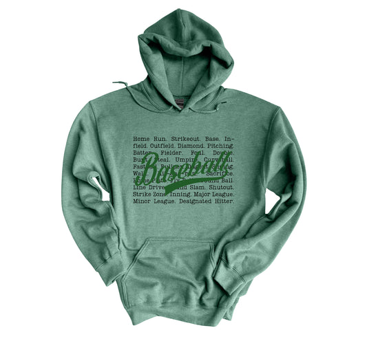 Baseball Words - Adult Hoodie