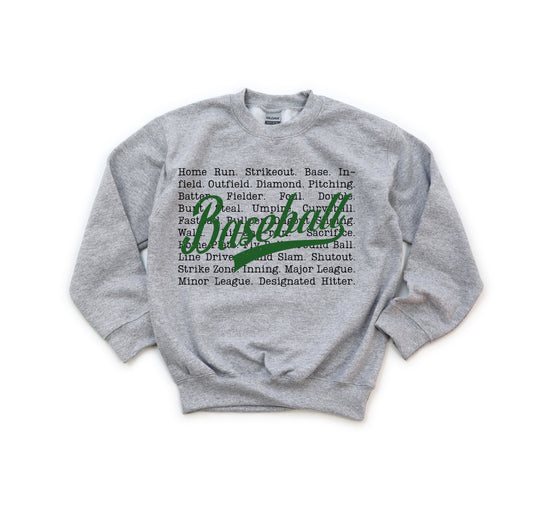 Baseball Words - Youth Crew Sweatshirt