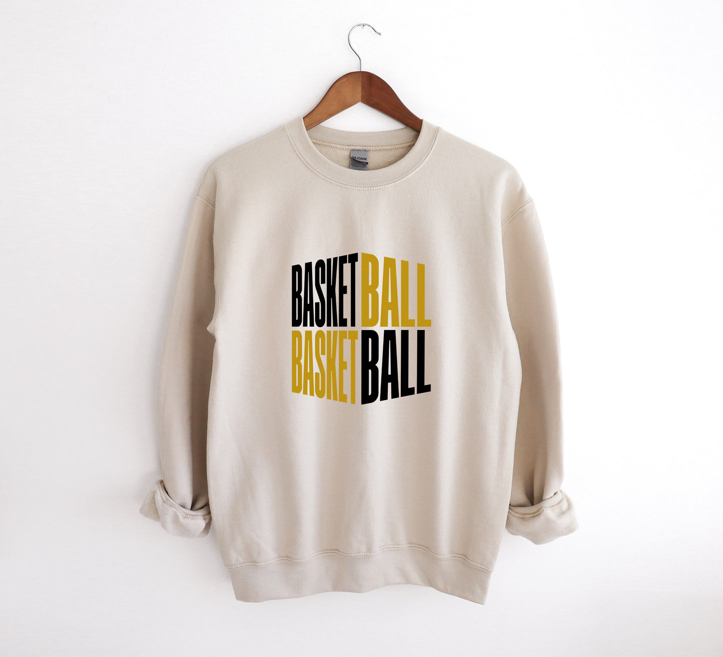 Black & Gold Basketball - Adult Crew Sweatshirt