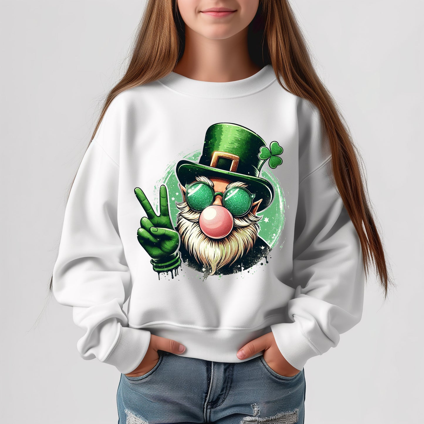 Bubble Gum Leprechaun - Youth Crew Sweatshirt