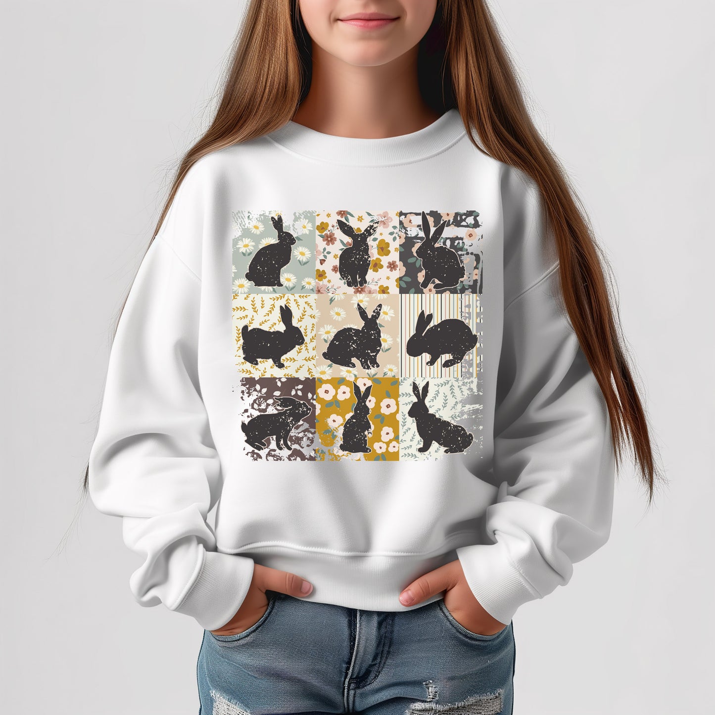 Bunny Quilt - Youth Crew Sweatshirt