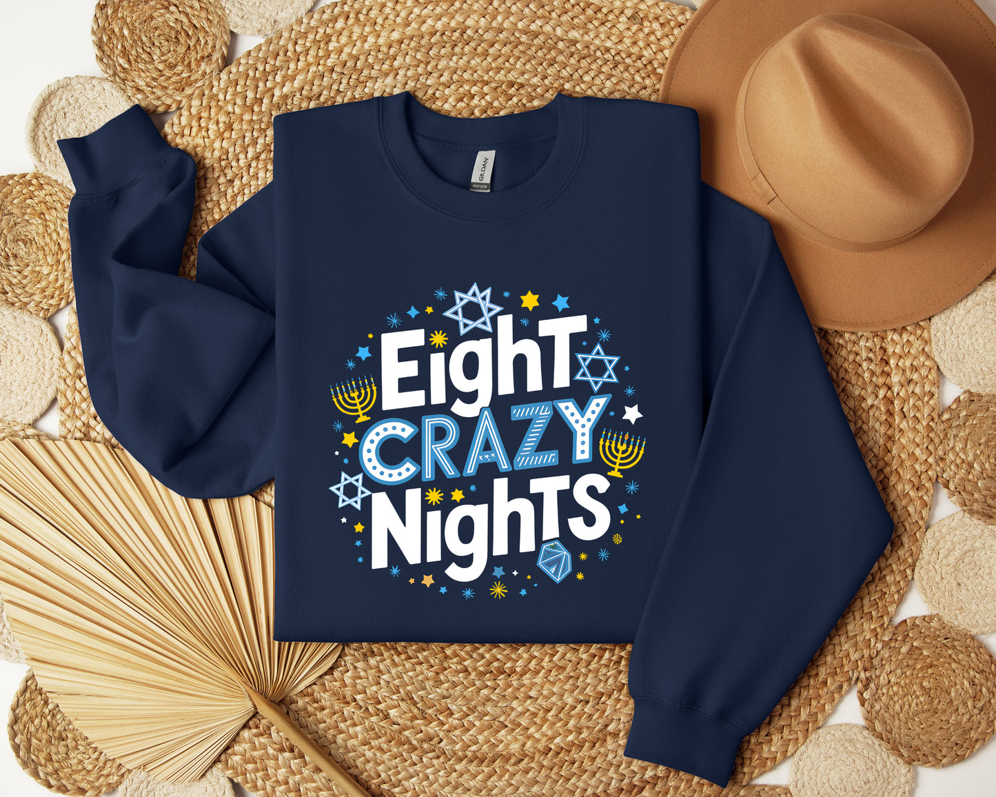Eight Crazy Nights - Adult Crew Sweatshirt