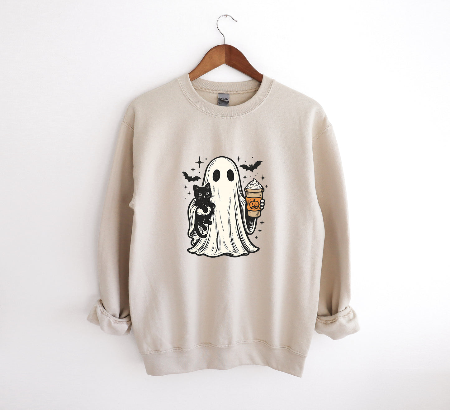 Ghost with Black Cat - Adult Crew Sweatshirt