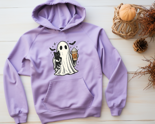 Ghost with Black Cat - Adult Hoodie