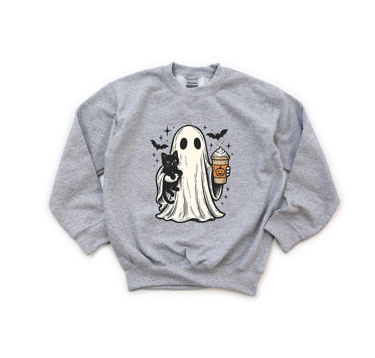 Ghost with Black Cat - Youth Crew Sweatshirt