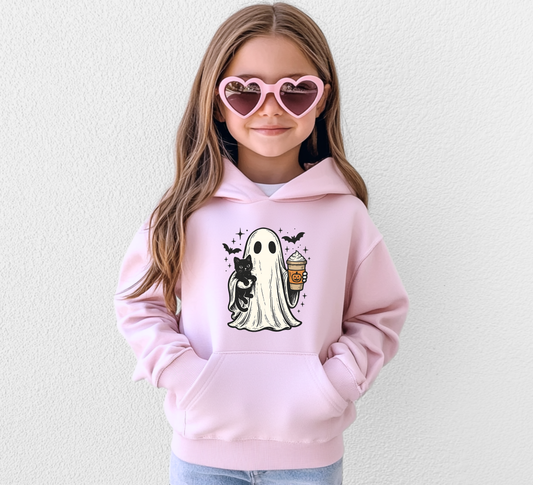 Ghost with Black Cat - Youth Hoodie