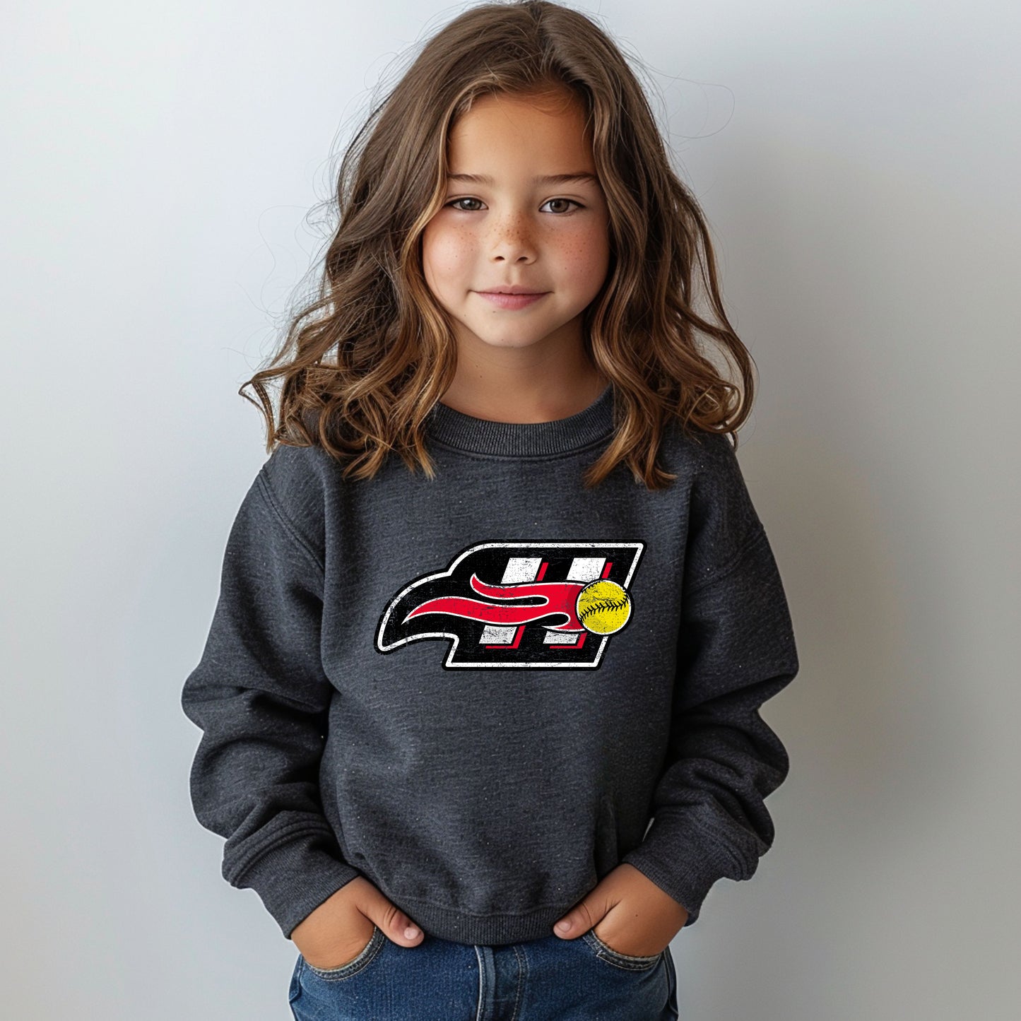 Heat Logo 1 Distressed - Youth Crew Sweatshirt