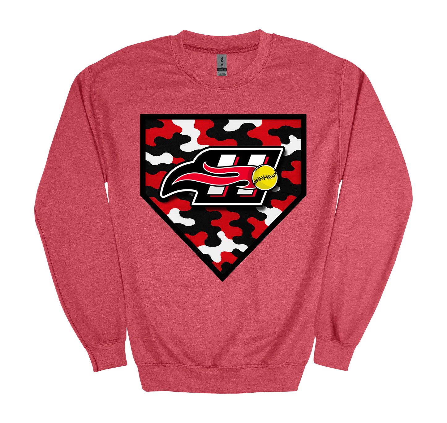 Heat Softball Camo Plate - Adult Crew Sweatshirt