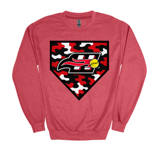 Heat Softball Camo Plate - Adult Crew Sweatshirt