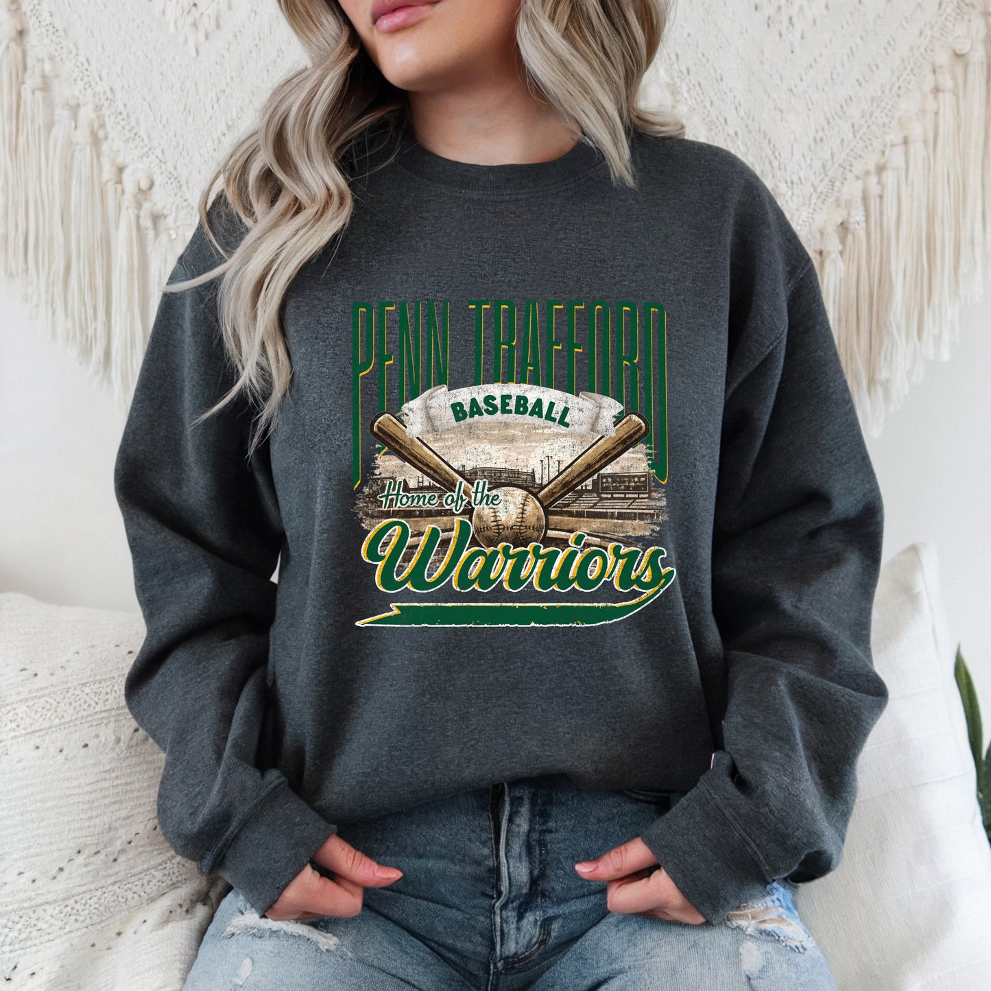 Home of the Warriors Baseball - Adult Crew Sweatshirt