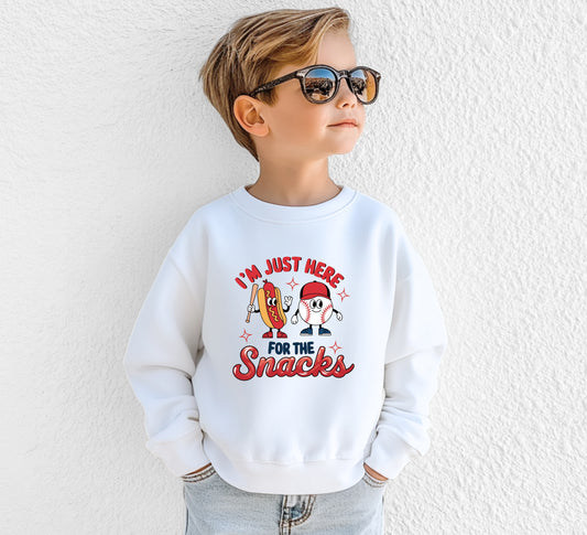 Just Here for the Snacks - Youth Crew Sweatshirt