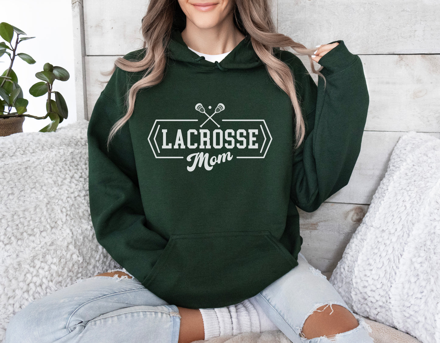 Lacrosse Mom White - Adult Unisex Hoodie