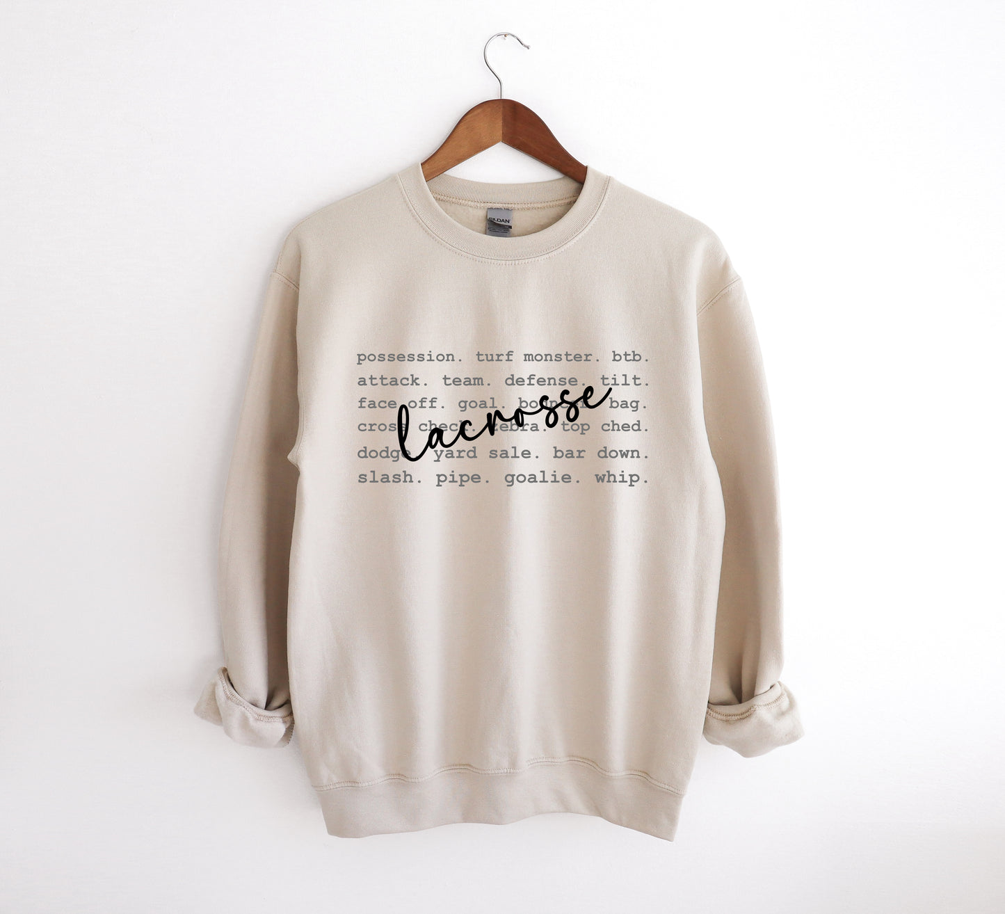 Lacrosse Typography - Adult Crew Sweatshirt