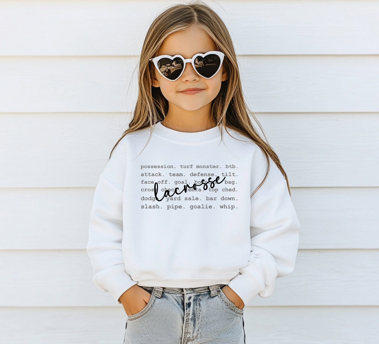 Lacrosse Typography - Youth Crew Sweatshirt