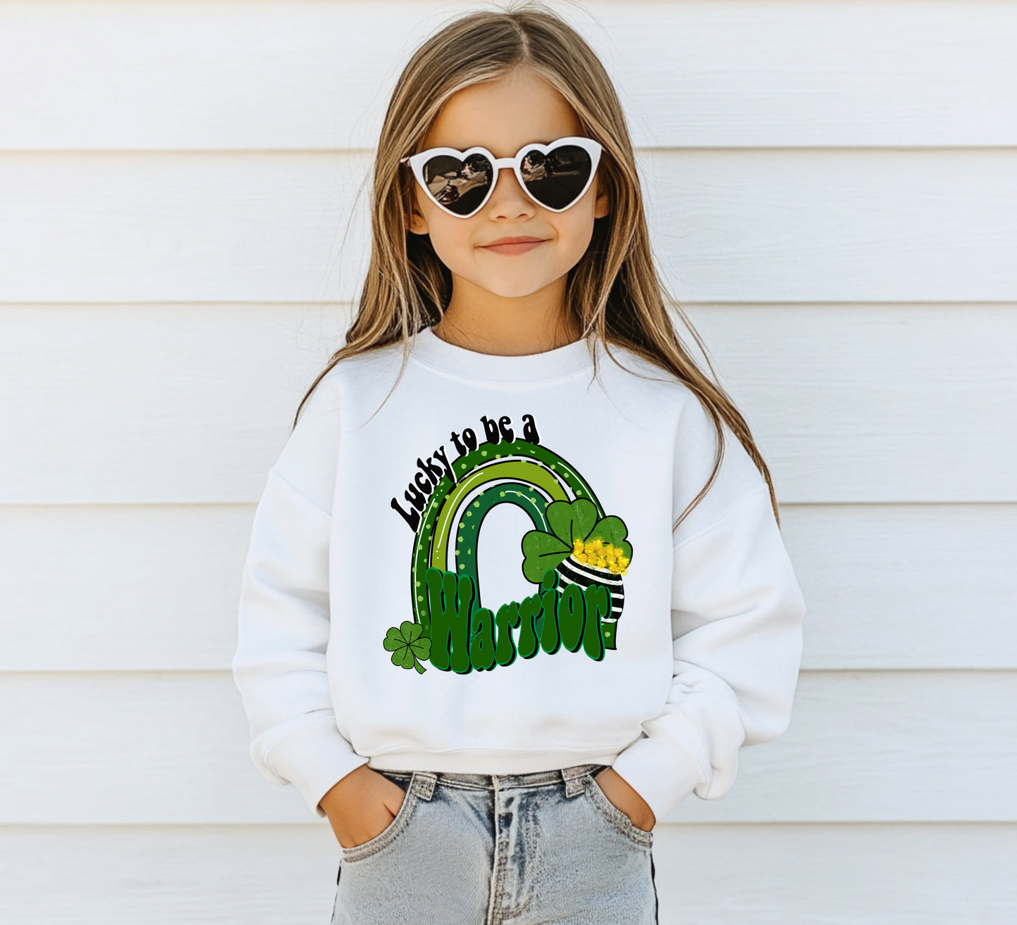 Lucky to be a Warrior - Youth Crew Sweatshirt