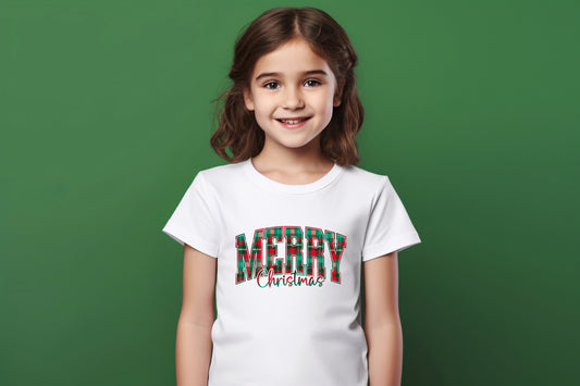Merry Christmas Plaid - Youth T-Shirt