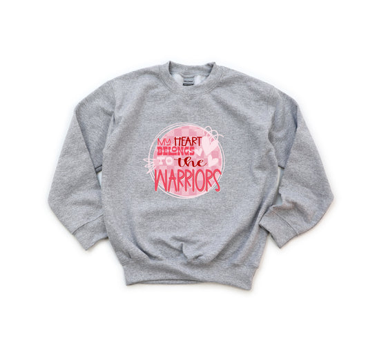 Heart Belong To The Warriors - Youth Crew Sweatshirt