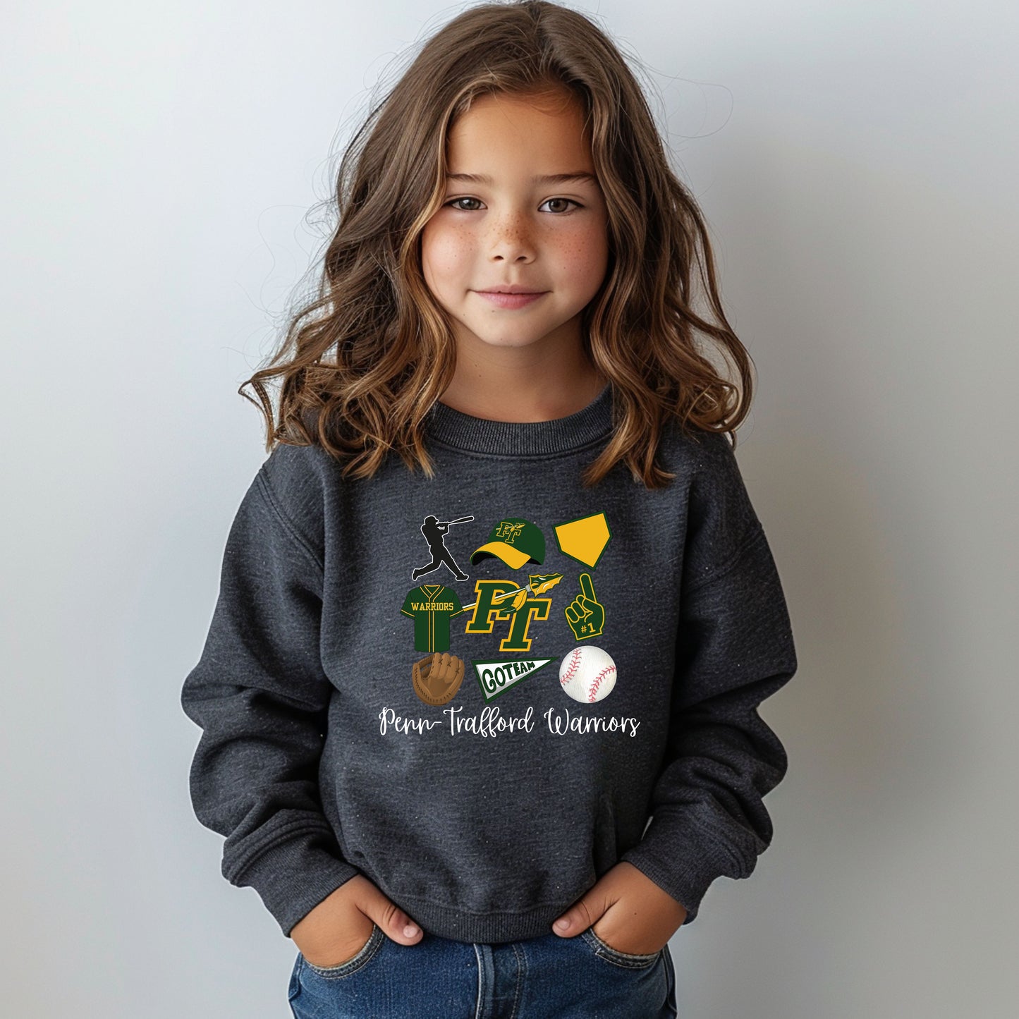 Penn Trafford Warriors Baseball 4 - Youth Crew Sweatshirt