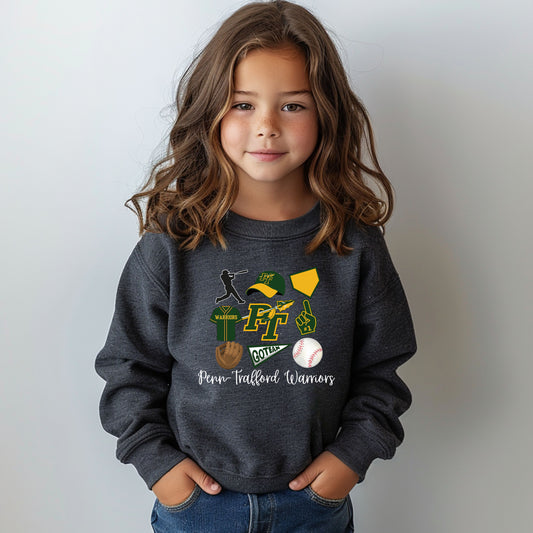 Penn Trafford Warriors Baseball 4 - Youth Crew Sweatshirt