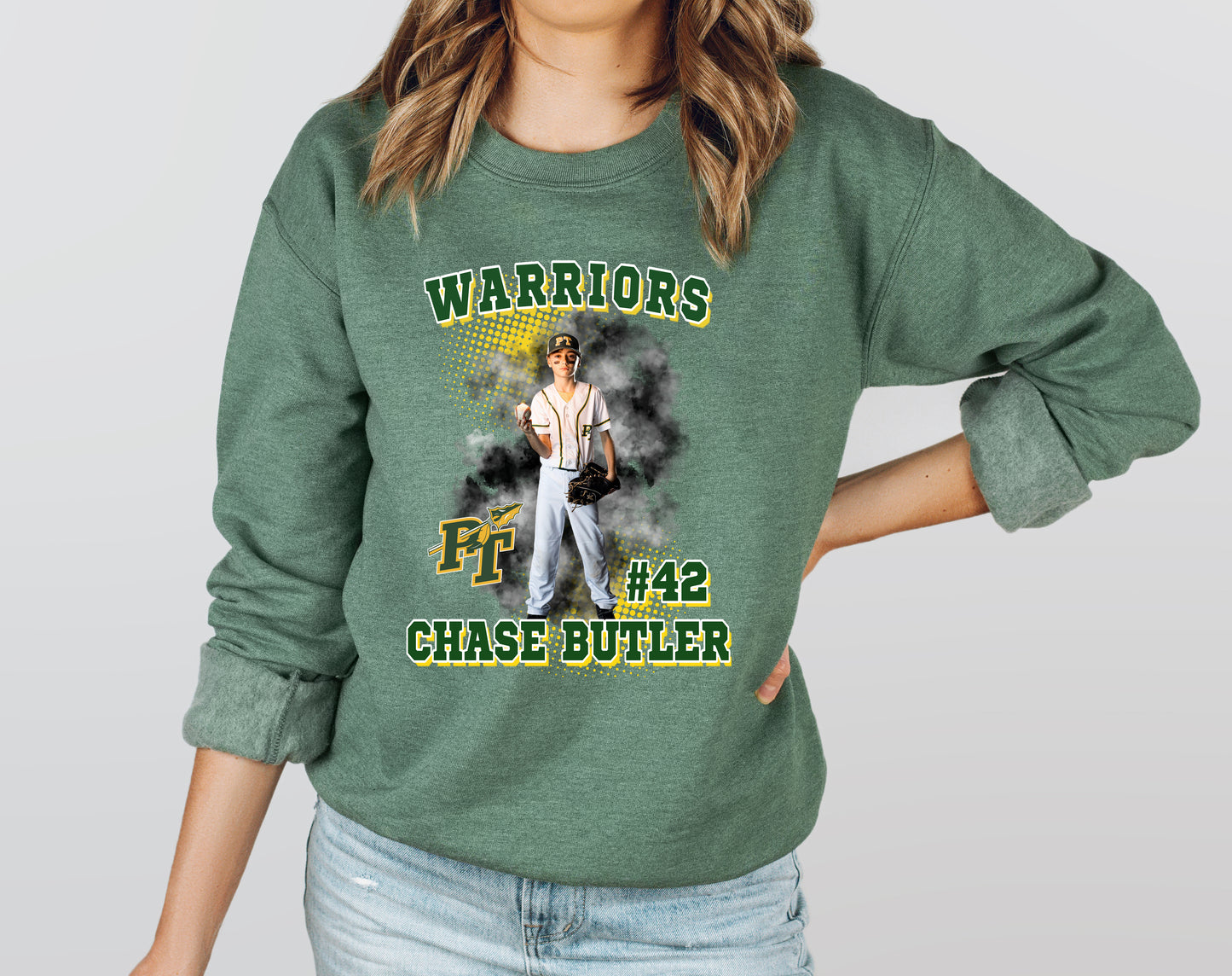 Custom Photo Player - Adult Crew Sweatshirt