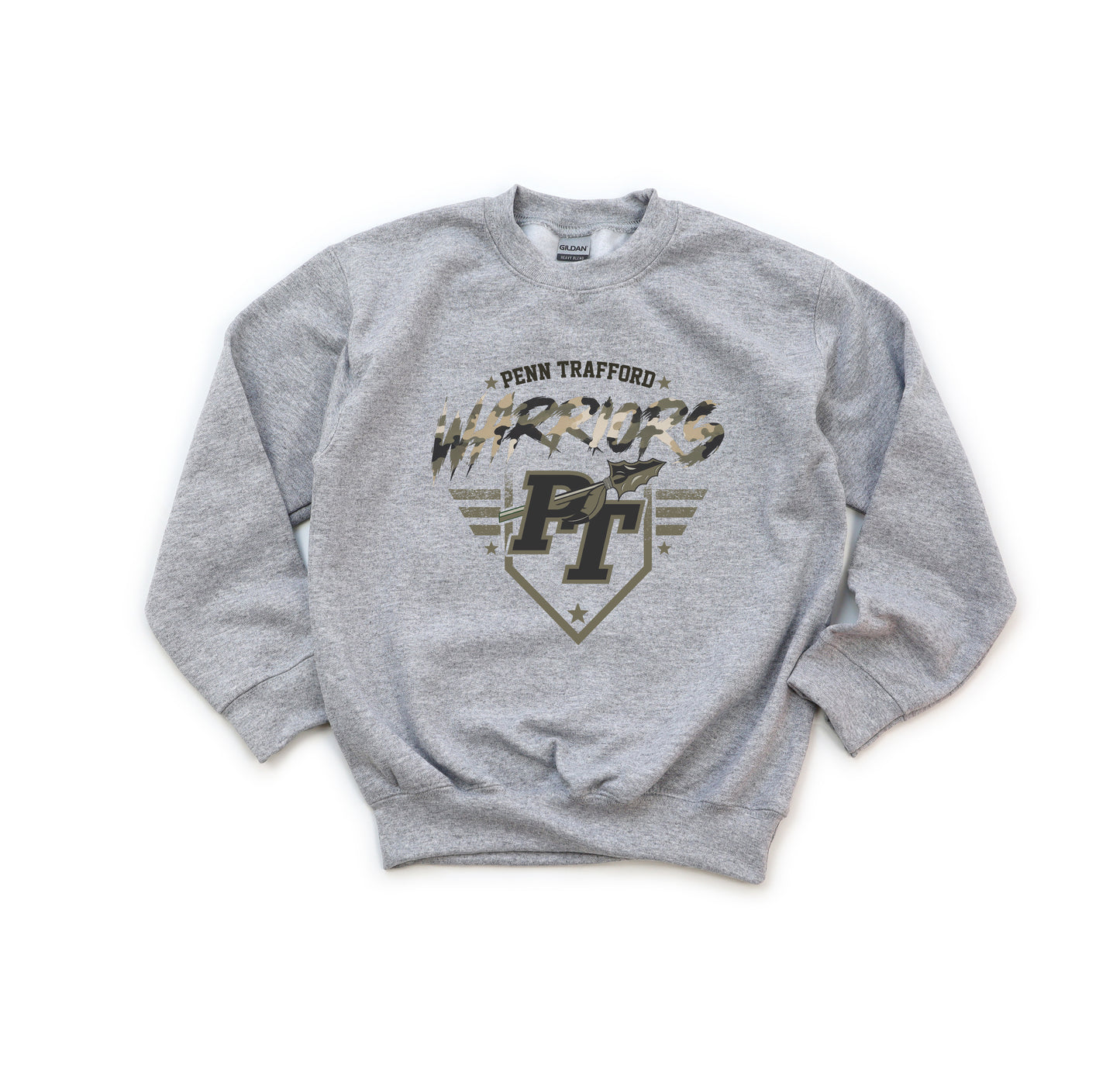 Penn Trafford Warriors Camo - Youth Crew Sweatshirt