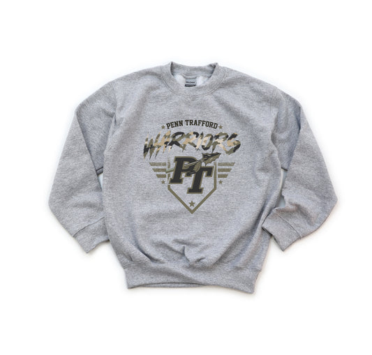 Penn Trafford Warriors Camo - Youth Crew Sweatshirt