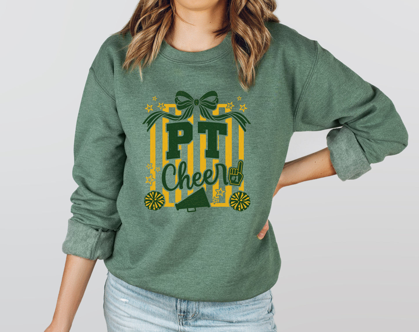 PT Cheer Stripes - Adult Crew Sweatshirt
