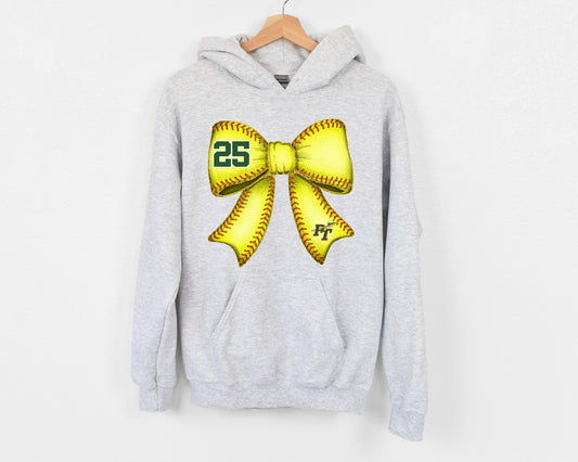 PT Softball Bow Custom # - Adult Hoodie