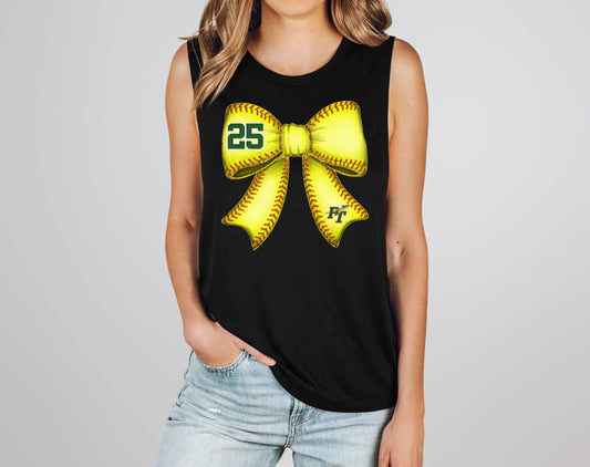 PT Softball Bow Custom # - Muscle Tank